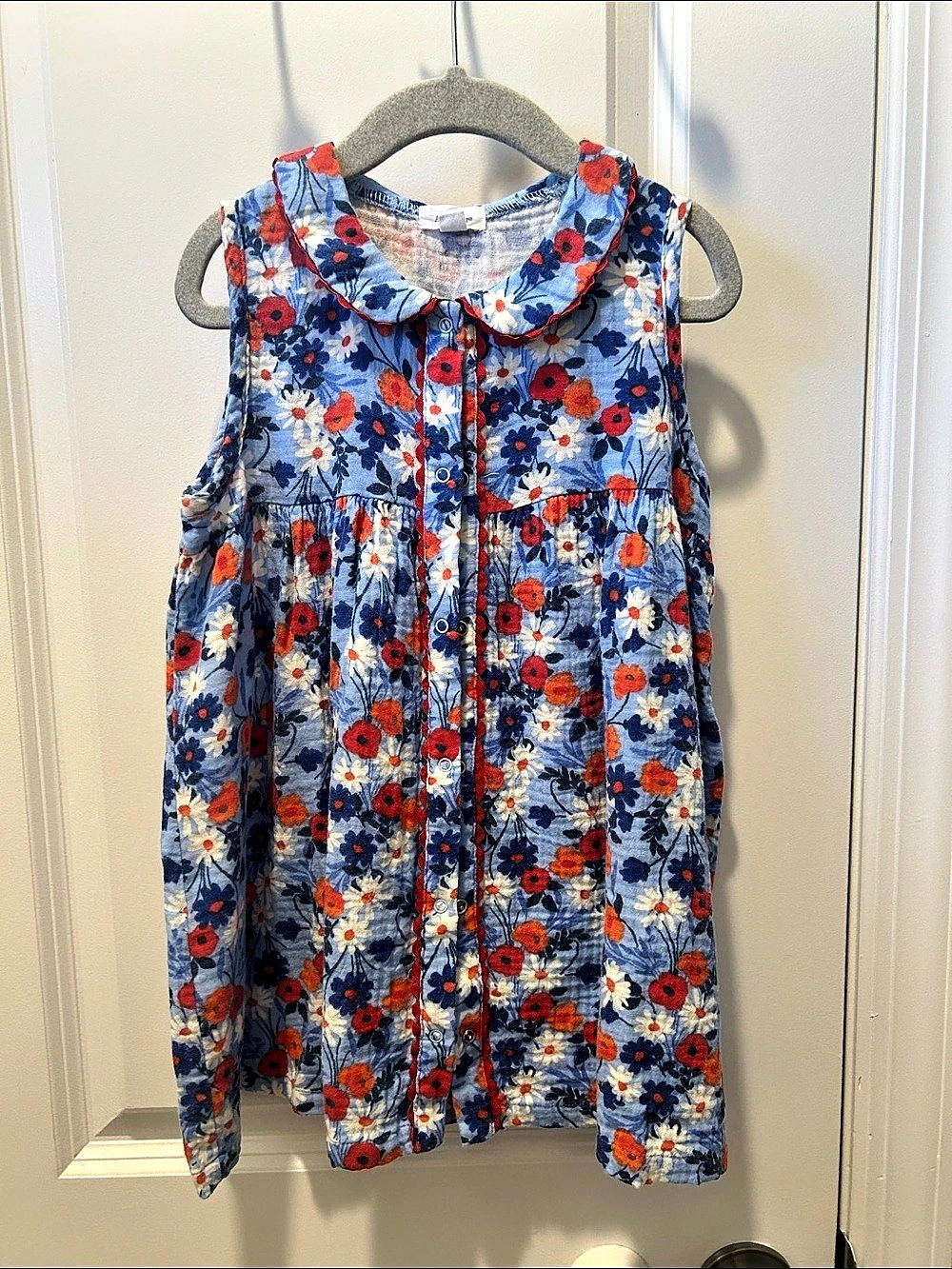 Angel Dear Floral Collar Dress in Blue & Red Size 4t Like New